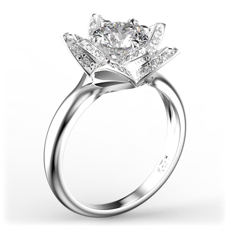 R2015 14kt White Gold Diamond and Diamond and Diamond side angle