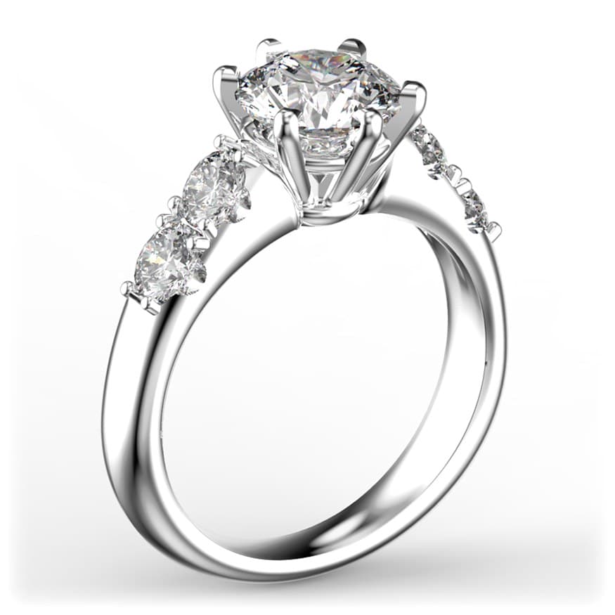 R2017 14kt White Gold Diamond and Diamond side angle