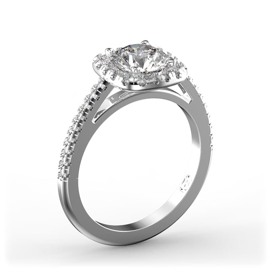 R2020 14kt White Gold Diamond and Diamond and Diamond side angle