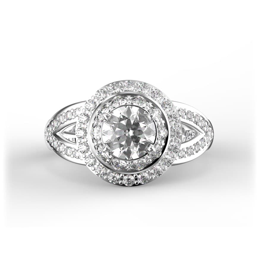 R2021 14kt White Gold Diamond and Diamond and Diamond and Diamond top