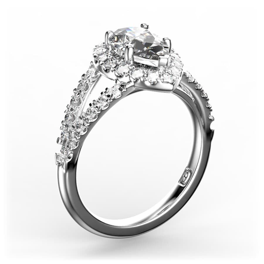 R2022 14kt White Gold Diamond and Diamond and Diamond side angle