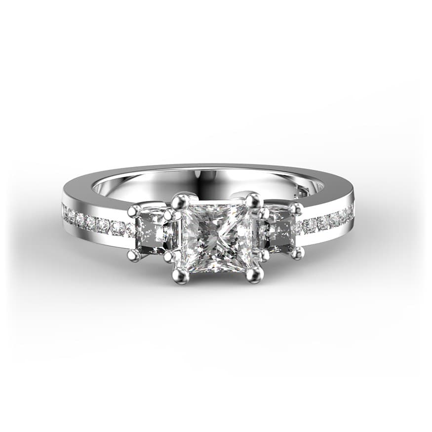 R2023 14kt White Gold Diamond and Diamond and Diamond top