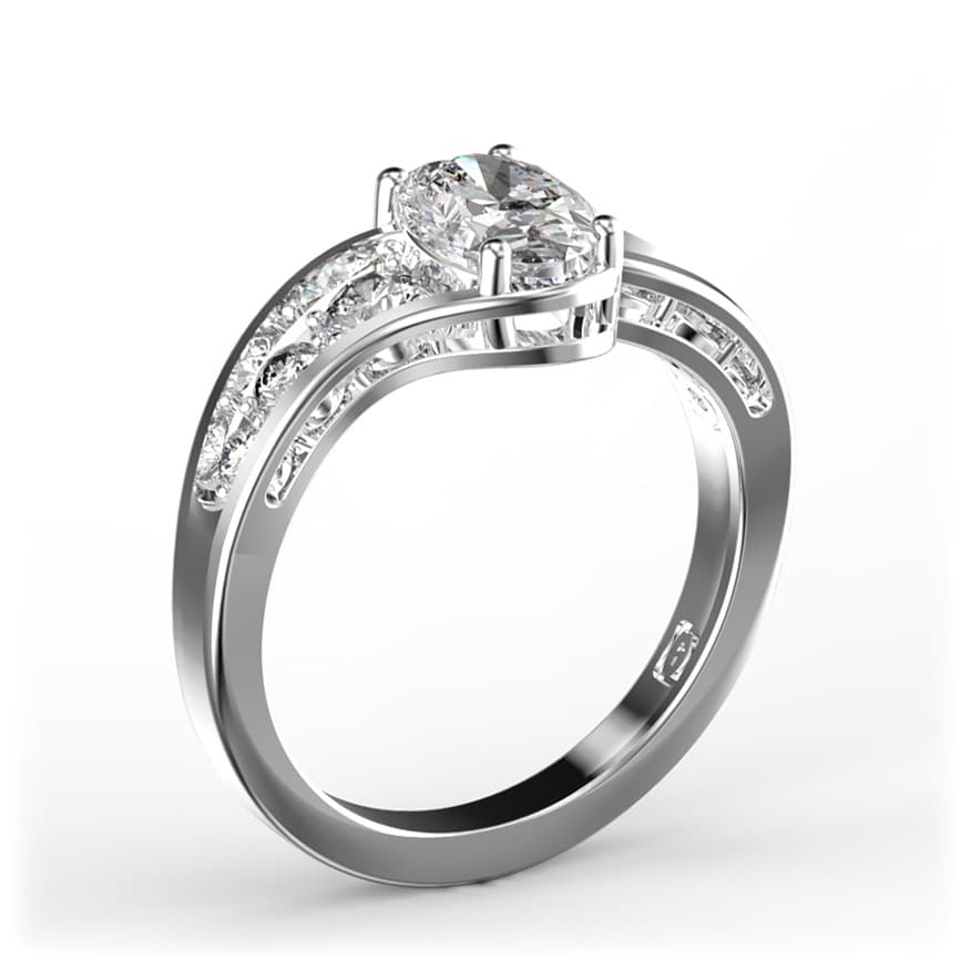 R2024 14kt White Gold Diamond and Diamond and Diamond and Diamond side angle