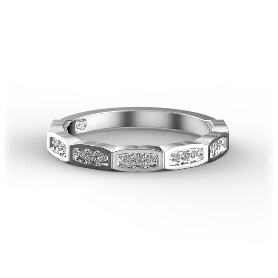 R9001 14kt White Gold Diamond and Diamond top