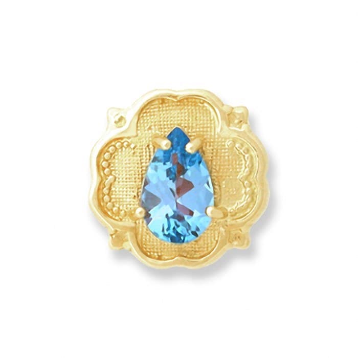 SL004 14kt Yellow Gold Swiss Blue Topaz top