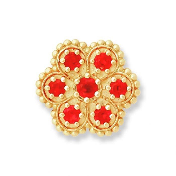 SL005 14kt Yellow Gold Ruby and Ruby top