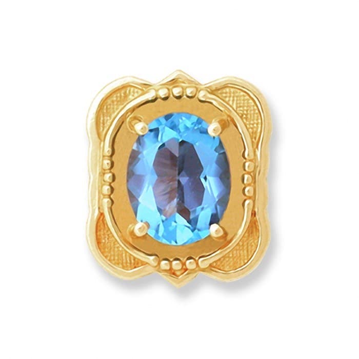 SL021 14kt Yellow Gold Swiss Blue Topaz top
