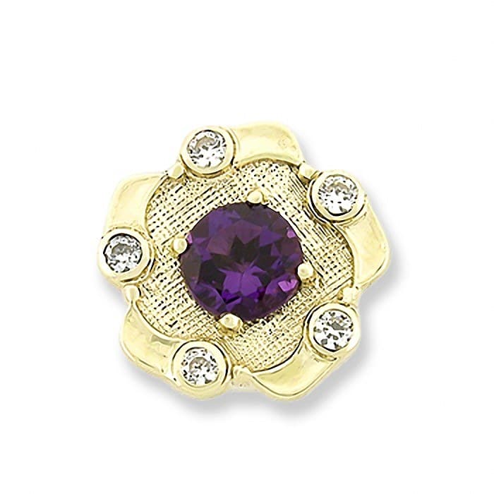 SL231 14kt Yellow Gold Amethyst and Diamond top