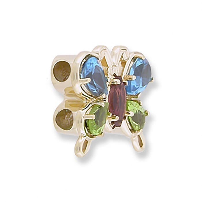 SL234 14kt Yellow Gold Rhodolite and Swiss Blue Topaz and Peridot angle