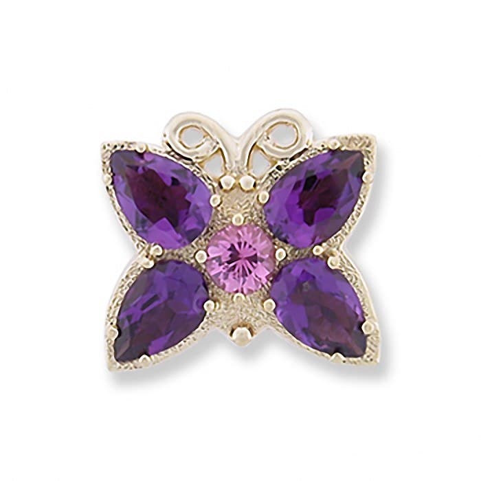 SL238 14kt Yellow Gold Pink Tourmaline and Amethyst top