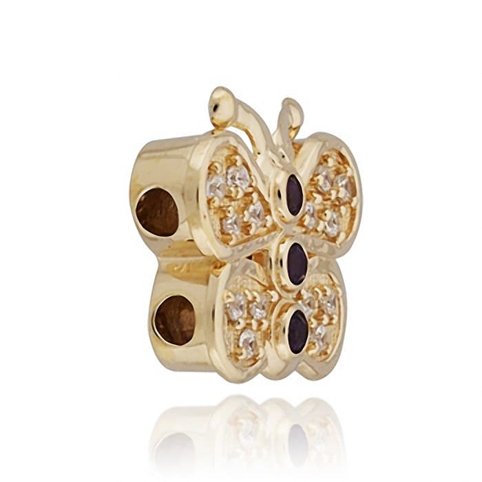 SL242 14kt Yellow Gold Amethyst and Diamond angle