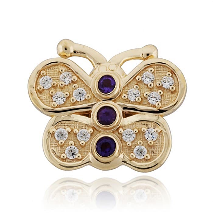 SL242 14kt Yellow Gold Amethyst and Diamond top