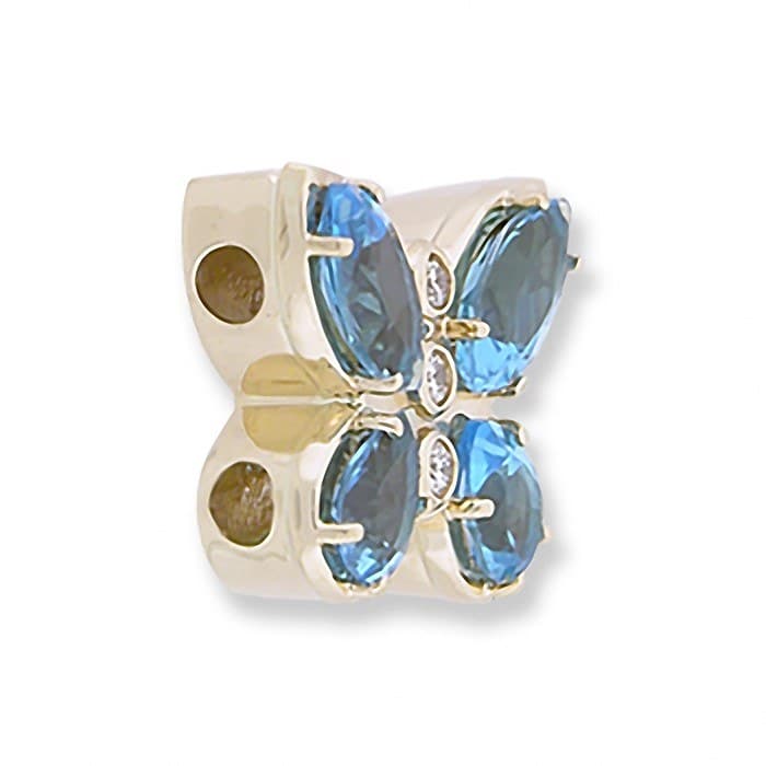 SL244 14kt Yellow Gold Diamond and Swiss Blue Topaz and Swiss Blue Topaz angle
