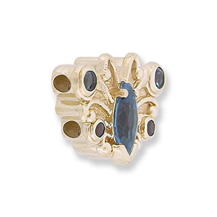 SL251 14kt Yellow Gold Swiss Blue Topaz and Swiss Blue Topaz and Ruby angle