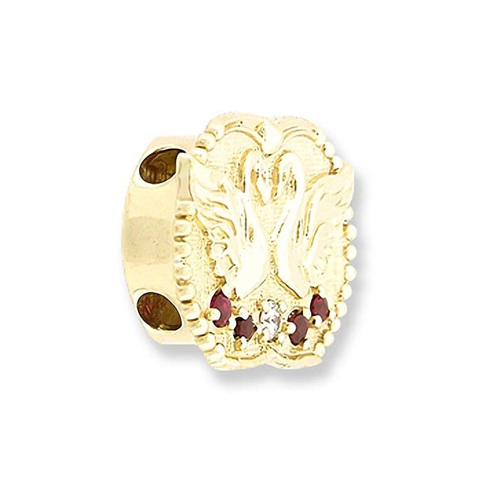 SL254 14kt Yellow Gold Diamond and Ruby angle