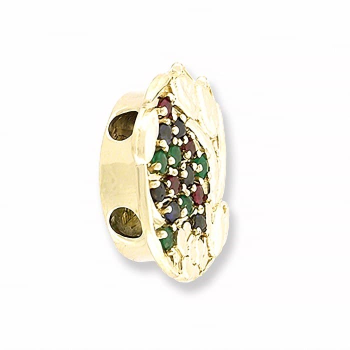 SL281 14kt Yellow Gold Ruby and Emerald and Blue Sapphire angle