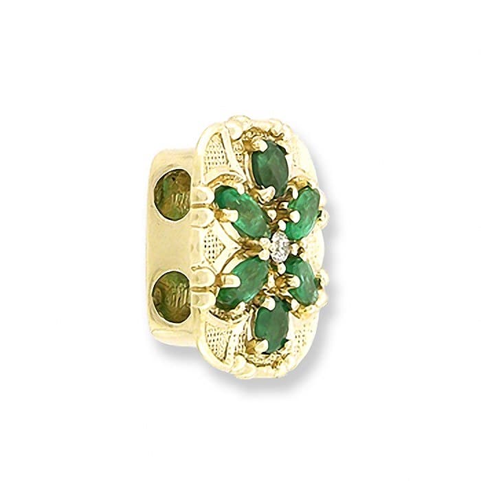 SL306 14kt Yellow Gold Diamond and Emerald and Emerald angle