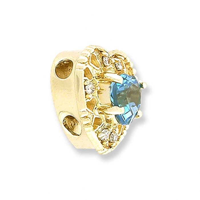 SL340 14kt Yellow Gold Swiss Blue Topaz and Diamond angle