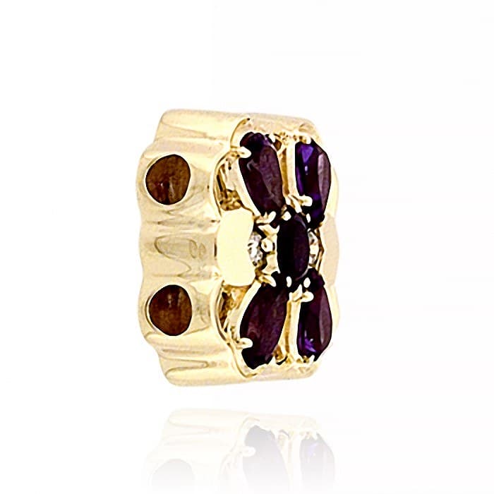 SL357 14kt Yellow Gold Amethyst and Amethyst and Diamond angle