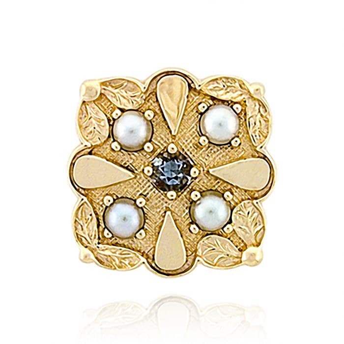 SL361 14kt Yellow Gold Aquamarine and Pearl top