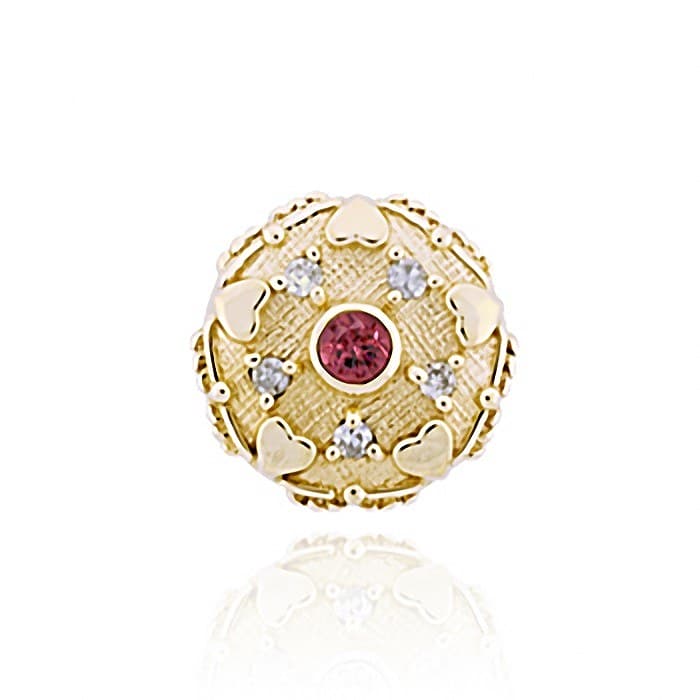 SL442 14kt Yellow Gold Pink Tourmaline and Diamond top