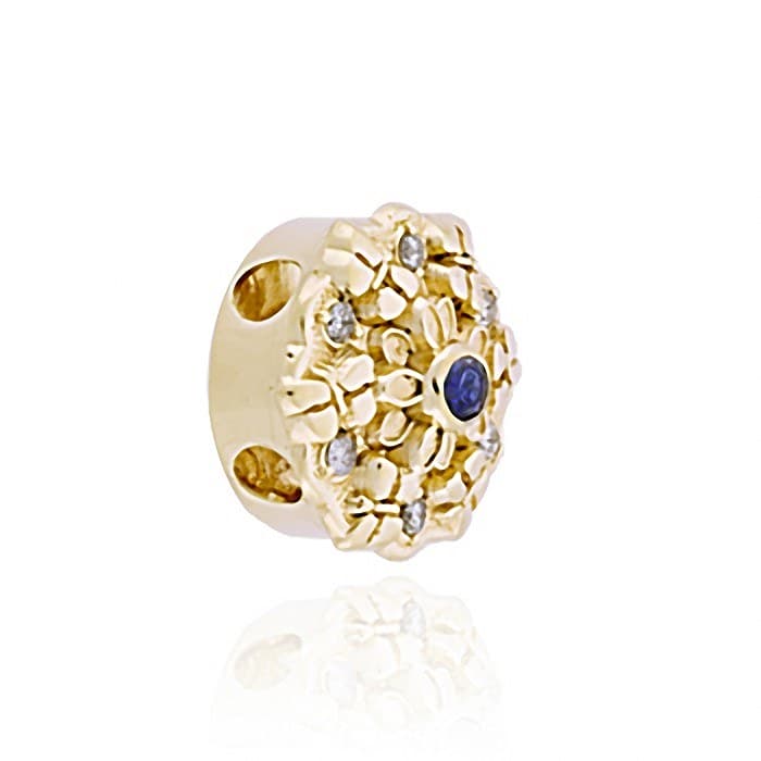 SL443 14kt Yellow Gold Blue Sapphire and Diamond angle