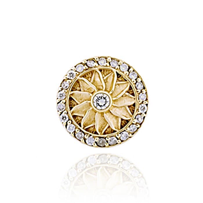SL452 14kt Yellow Gold Diamond and Diamond top