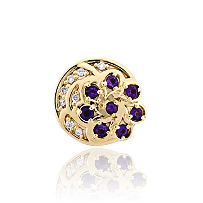 SL461 14kt Yellow Gold Amethyst and Diamond top