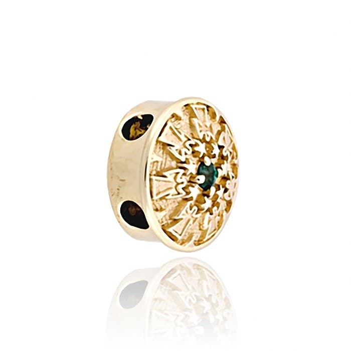 SL483 14kt Yellow Gold Emerald angle