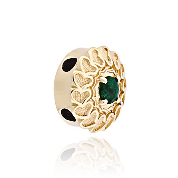 SL485 14kt Yellow Gold Emerald angle