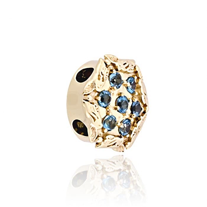 SL490 14kt Yellow Gold Swiss Blue Topaz and Swiss Blue Topaz angle