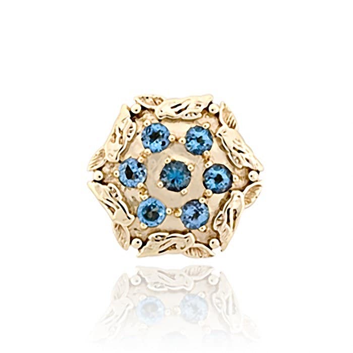 SL490 14kt Yellow Gold Swiss Blue Topaz and Swiss Blue Topaz top