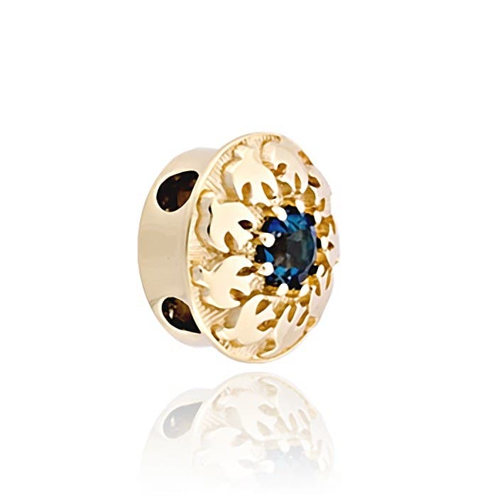 SL493 14kt Yellow Gold London Blue Topaz angle