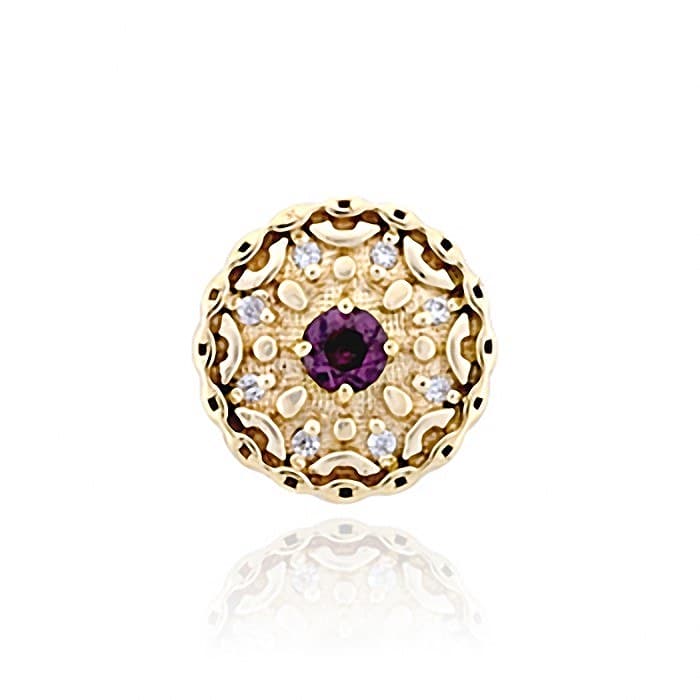 SL520 14kt Yellow Gold Amethyst and Diamond top