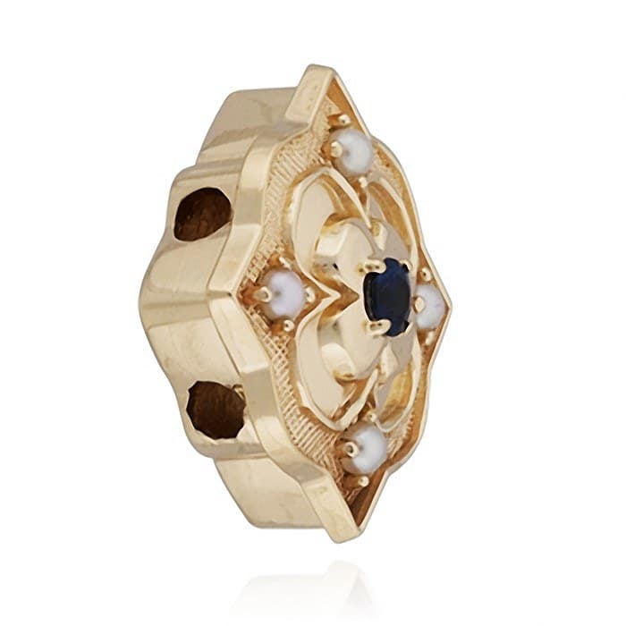 SL546 14kt Yellow Gold Blue Sapphire and Pearl angle