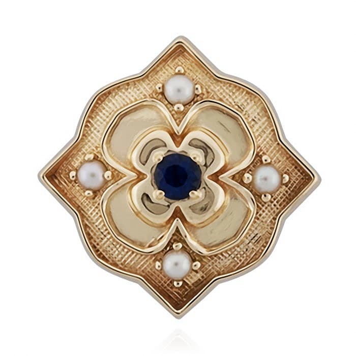 SL546 14kt Yellow Gold Blue Sapphire and Pearl top