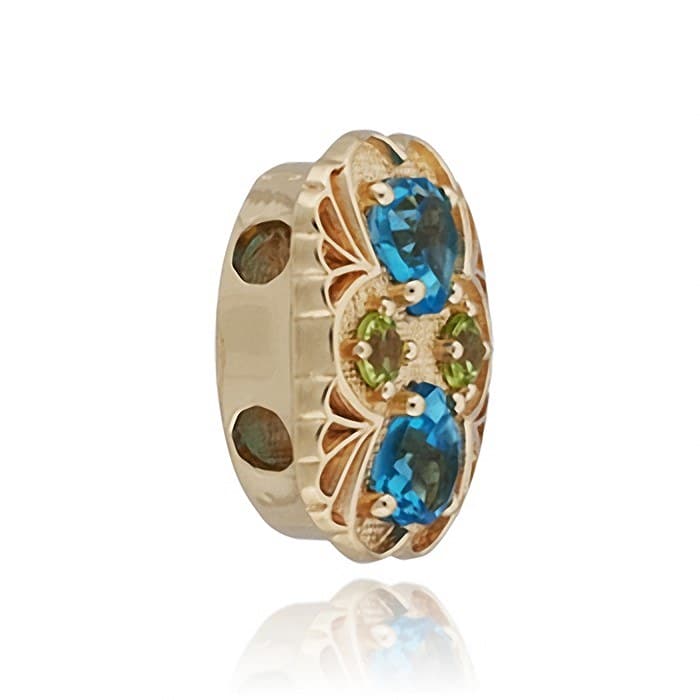 SL548 14kt Yellow Gold Swiss Blue Topaz and Peridot angle