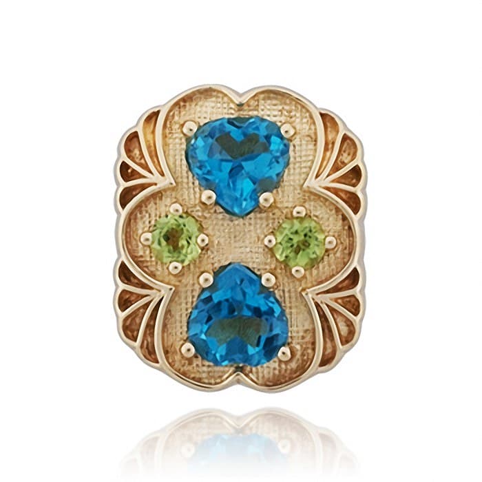 SL548 14kt Yellow Gold Swiss Blue Topaz and Peridot top