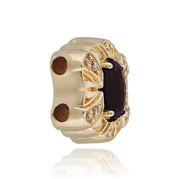 SL557 14kt Yellow Gold Amethyst and Diamond angle