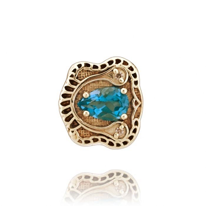 SL563 14kt Yellow Gold Swiss Blue Topaz and Diamond top
