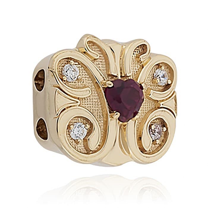 SL577 14kt Yellow Gold Garnet and Diamond angle