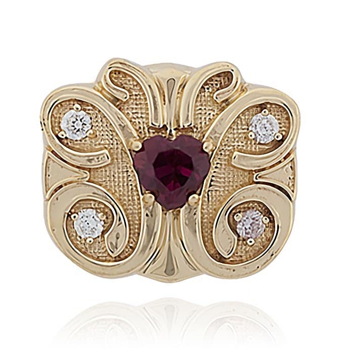 SL577 14kt Yellow Gold Garnet and Diamond top