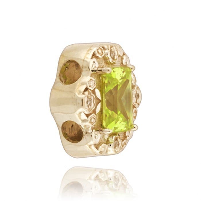 SL589 14kt Yellow Gold Peridot and Diamond angle