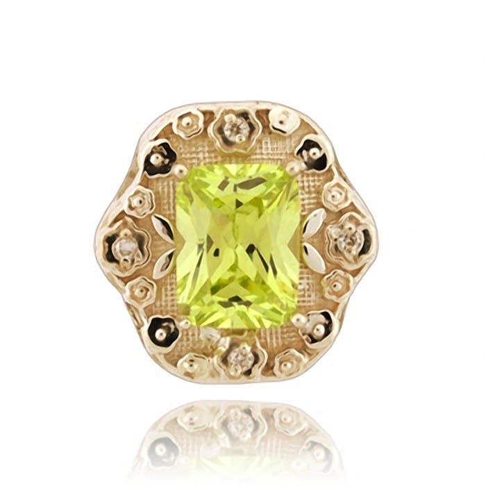 SL589 14kt Yellow Gold Peridot and Diamond top