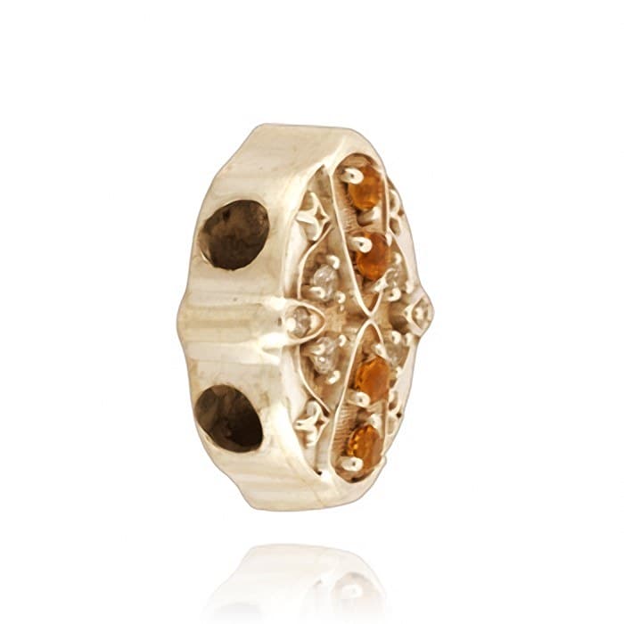 SL616 14kt Yellow Gold Citrine and Diamond and Diamond angle