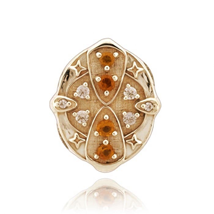 SL616 14kt Yellow Gold Citrine and Diamond and Diamond top