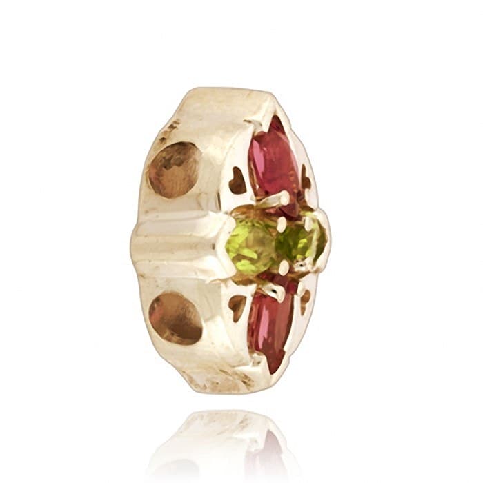 SL619 14kt Yellow Gold Pink Tourmaline and Peridot angle