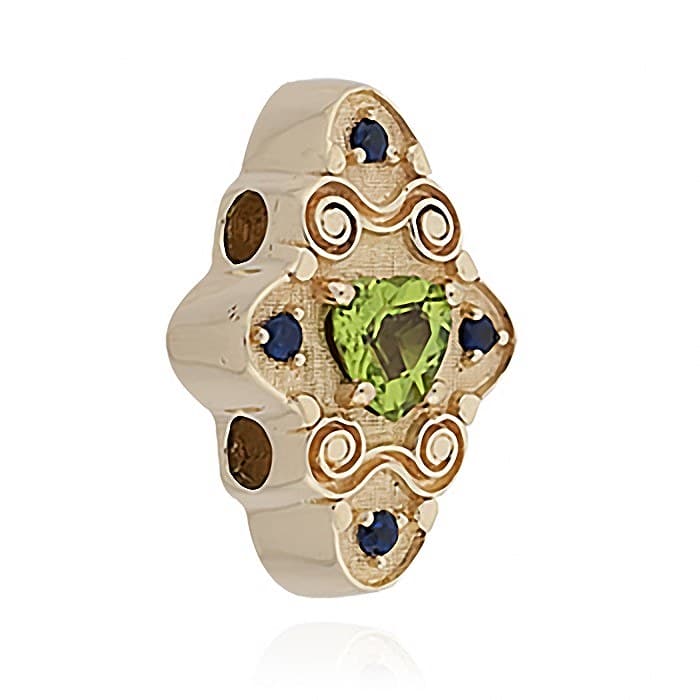 SL629 14kt Yellow Gold Peridot and Blue Sapphire angle