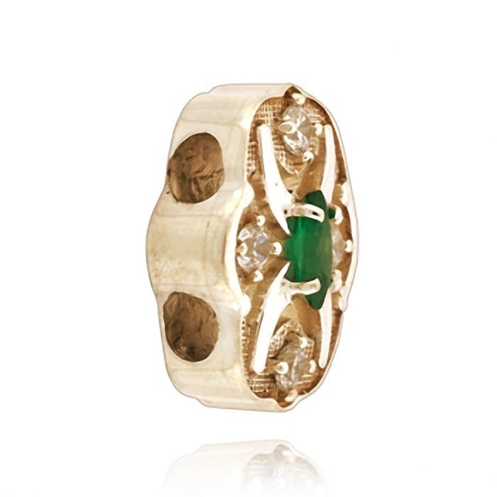 SL632 14kt Yellow Gold Emerald and Cubic Zirconia angle