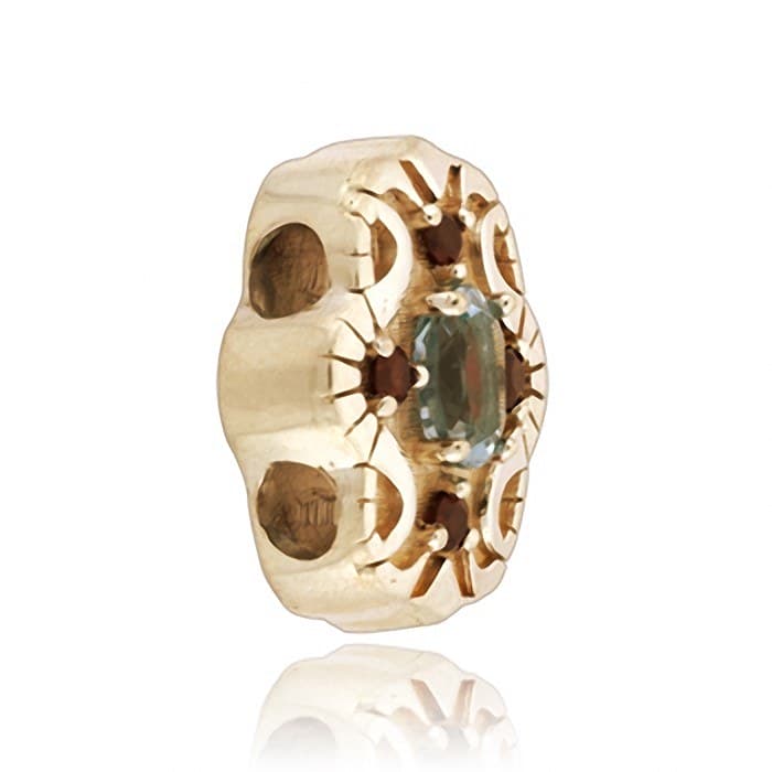 SL633 14kt Yellow Gold Aquamarine and Garnet angle